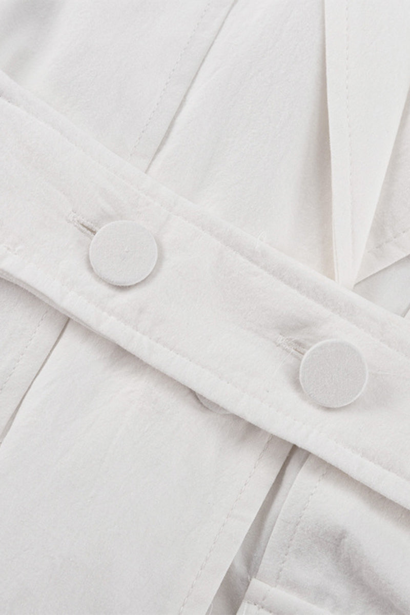 Bandage Pocket Buttons Turn-back Collar Blouses(4 Colors)