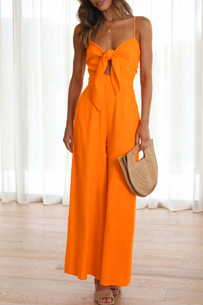 Frenulum V Neck Loose Jumpsuits