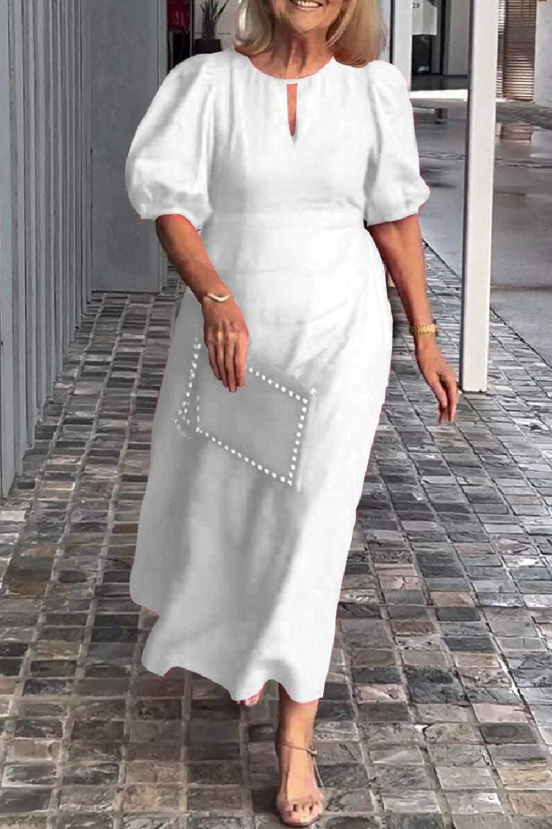 Color Hollow Out O Neck Long Dresses(9 Colors)