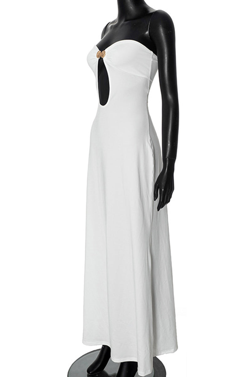 Celebrities Color Patchwork Strapless Long Dresses