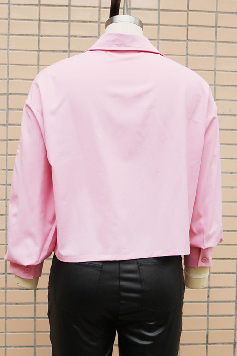 Daily Color Buttons Patchwork Shirt Collar Blouses