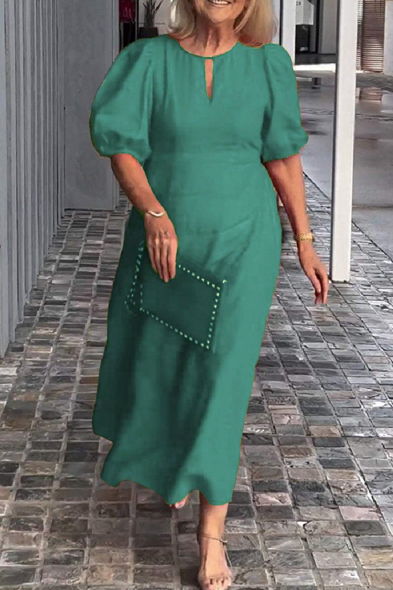 Color Hollow Out O Neck Long Dresses(9 Colors)
