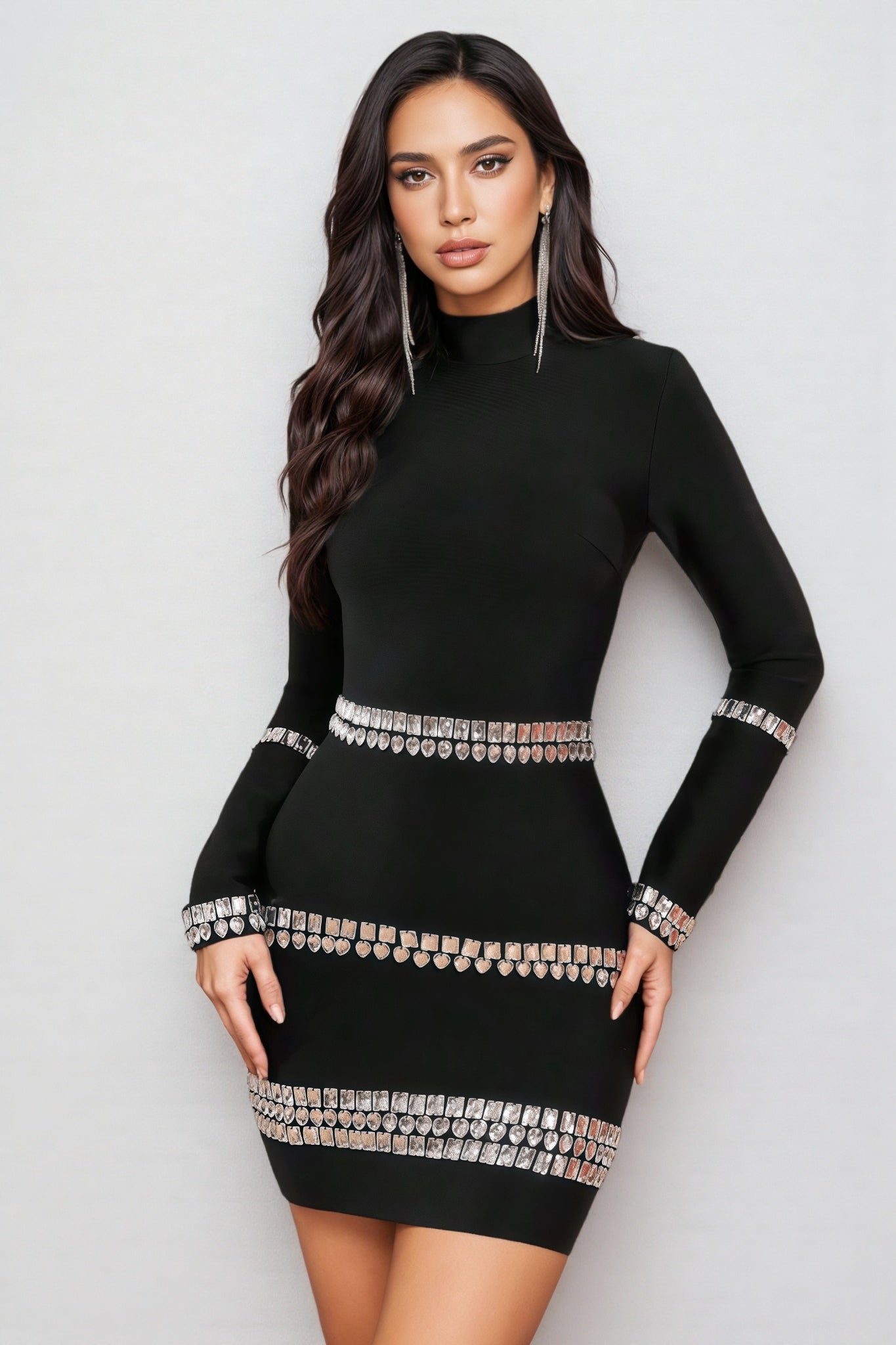 Nico Diamond-studded Bandage Mini Dress