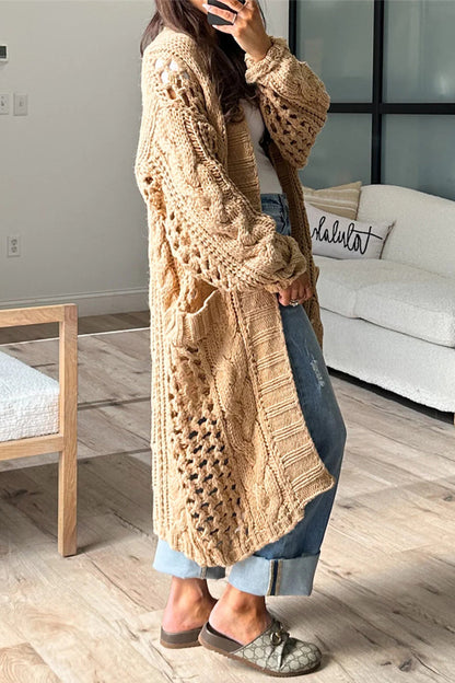 Daily Color Hollow Out Pocket Cardigan Collar Cardigans