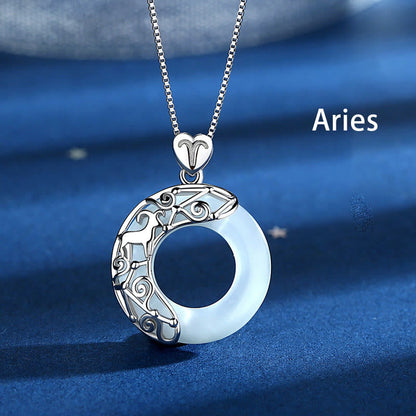 925 Sterling Silver Cat's Eye Zodiac Necklace for Love Support