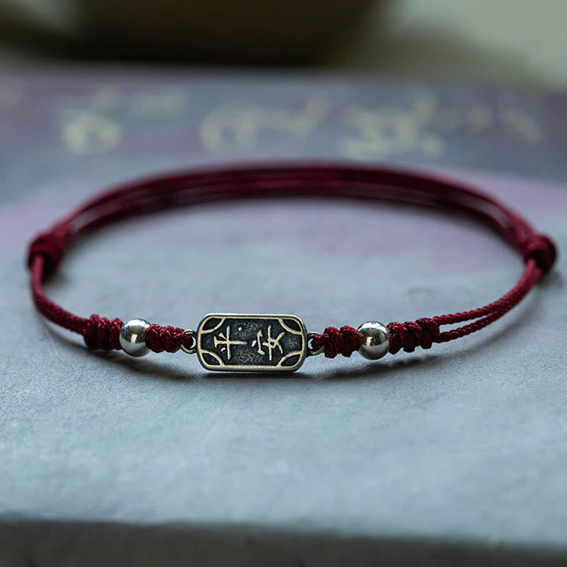 Buddha Stones Handmade 925 Sterling Silver Peace and Joy Safe Well Protection Braided Bracelet