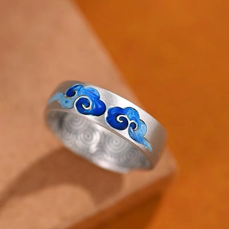 Copper Spiritual Ring With Auspicious Clouds Pattern | Adjustable