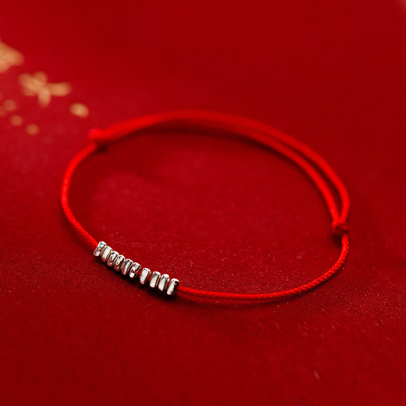 Buddha Stones Handmade 925 Sterling Silver Small Pieces Protection Braided Ultra-thin Rope Bracelet