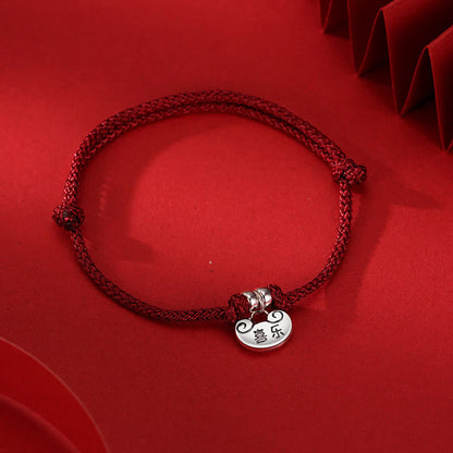 Silver Lock Braided Red String Bracelet for Peace and Joy Protection