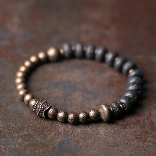 8mm Lava Rock Bead Bracelet for Spiritual Protection
