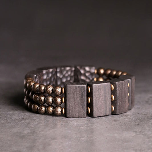 Buddha Stones Peace Ebony Wood Copper Beads Balance Bracelet
