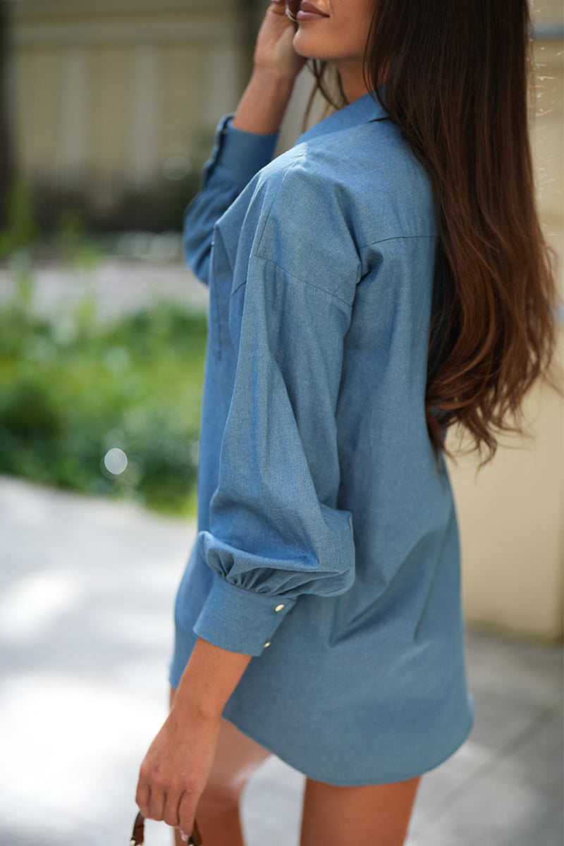 Daily Buttons Turndown Collar Blouses