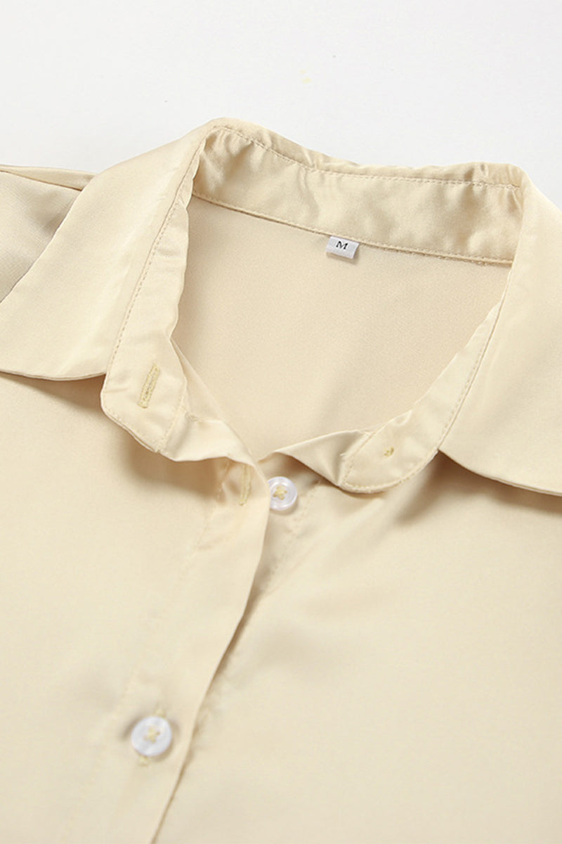 Color Buttons Turndown Collar Blouses