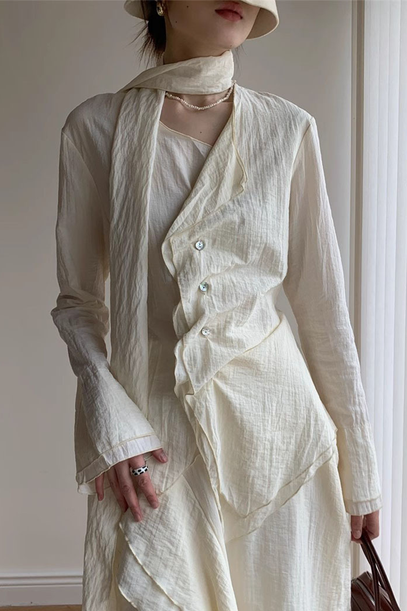 Buttons Ruched V Neck Blouses