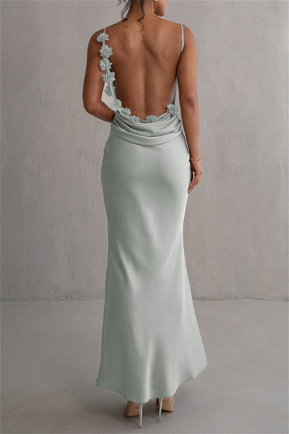 Formal Backless Spaghetti Strap Long Dresses(3 Colors)