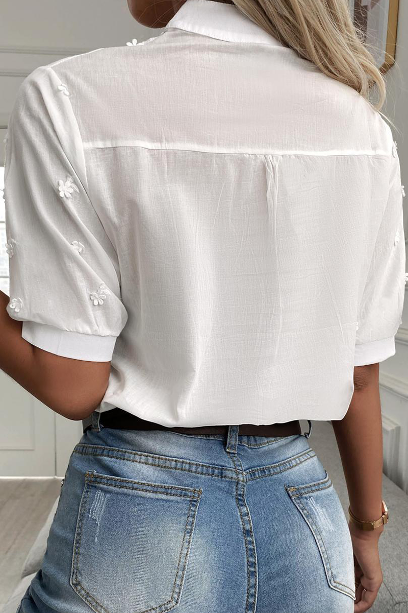 Color Lace Mandarin Collar Blouses