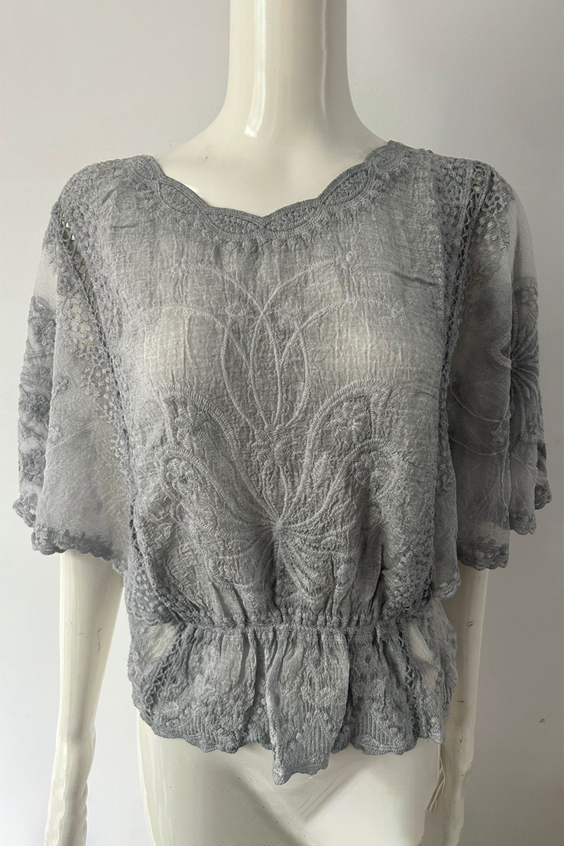 Color Lace O Neck Blouses(5 Colors)