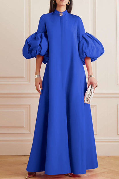 Basic Mandarin Collar Long Dresses(4 Colors)