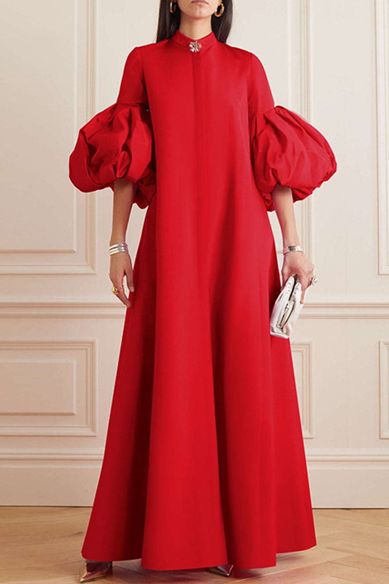 Basic Mandarin Collar Long Dresses(4 Colors)