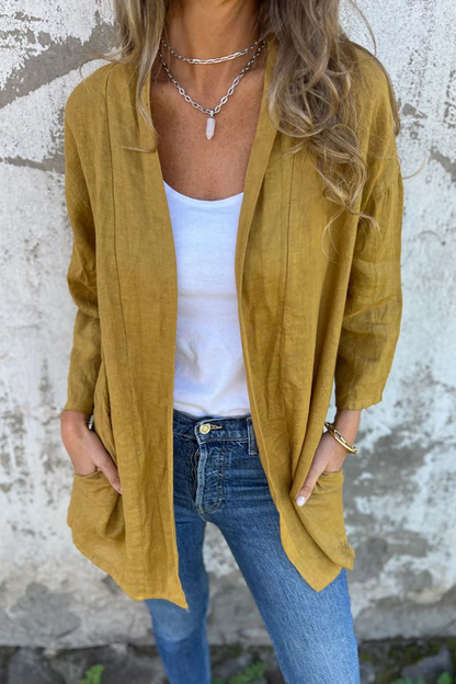 Daily Ruched Cardigan Collar Outerwear(7 Colors)
