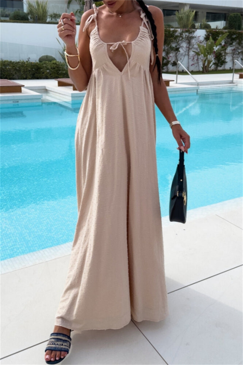 Vacation Backless Belted Halter Long Dresses(4 Colors)
