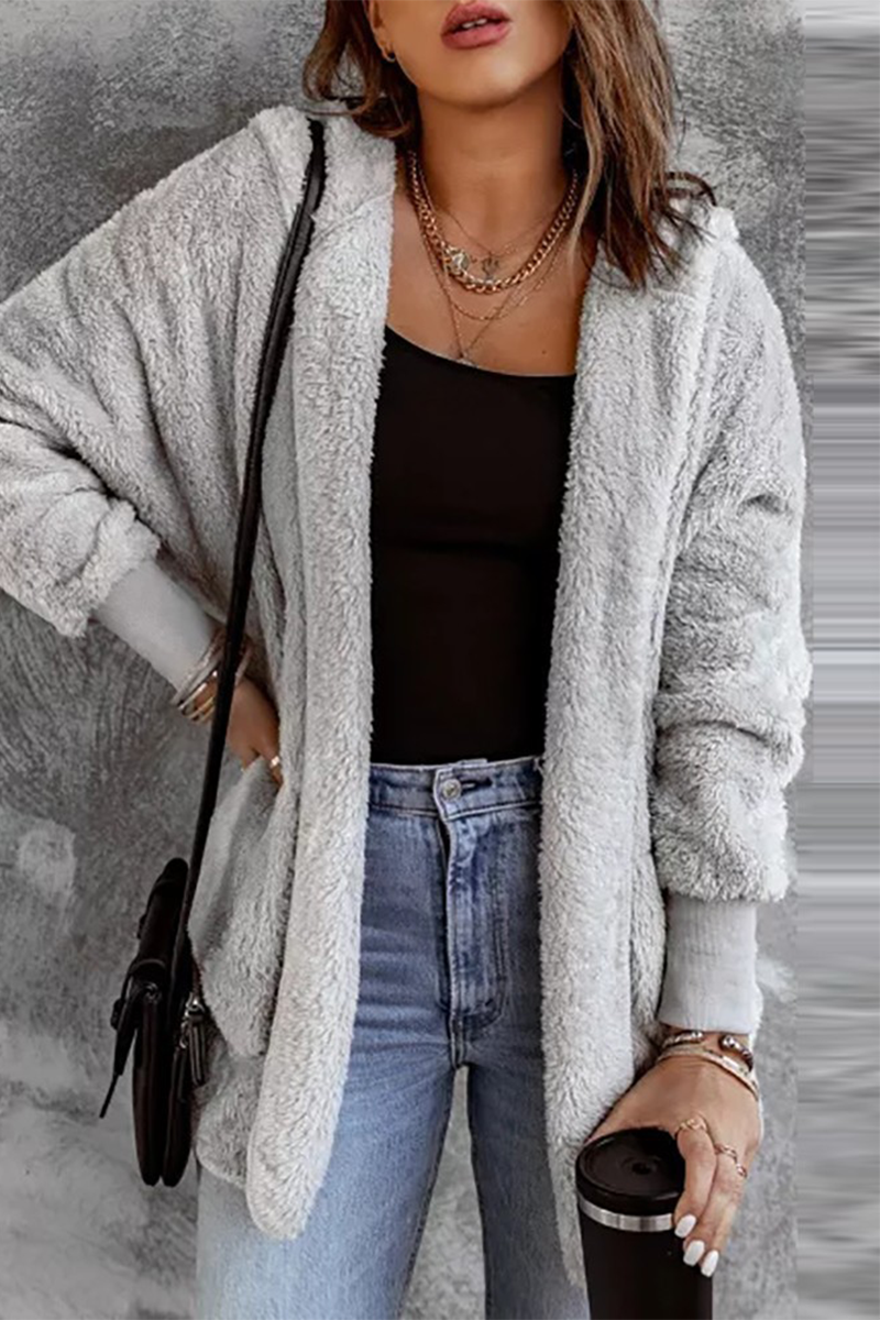 Daily Fluffy Cardigan Collar Outerwear(5 Colors)