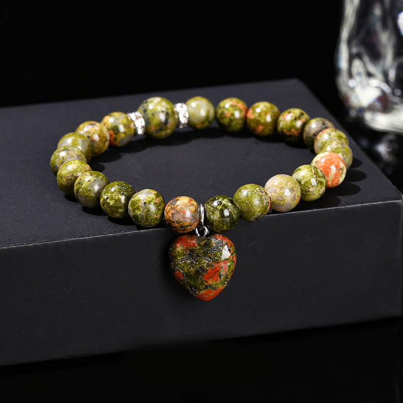 Green Aventurine Love Heart Balance Bracelet 8mm Beads