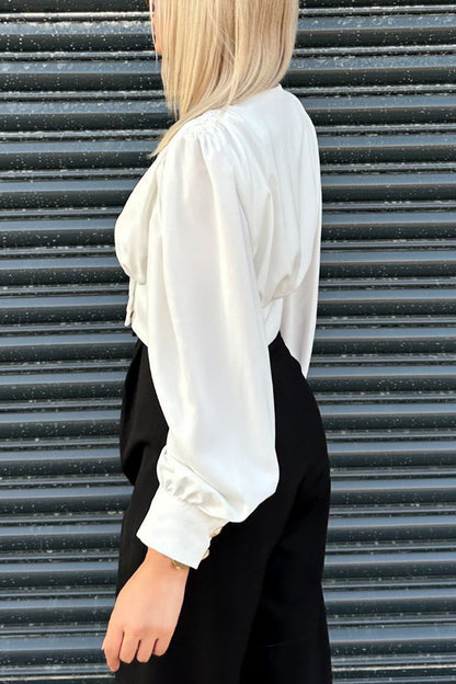 Daily Buttons V Neck Blouses(3 Colors)