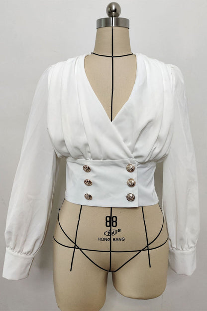 Daily Buttons V Neck Blouses(3 Colors)