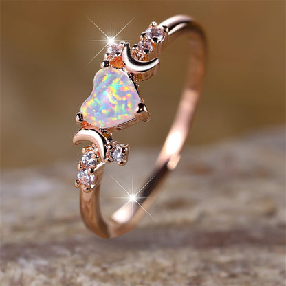 Moon Goddess Embrace Opal Heart Ring