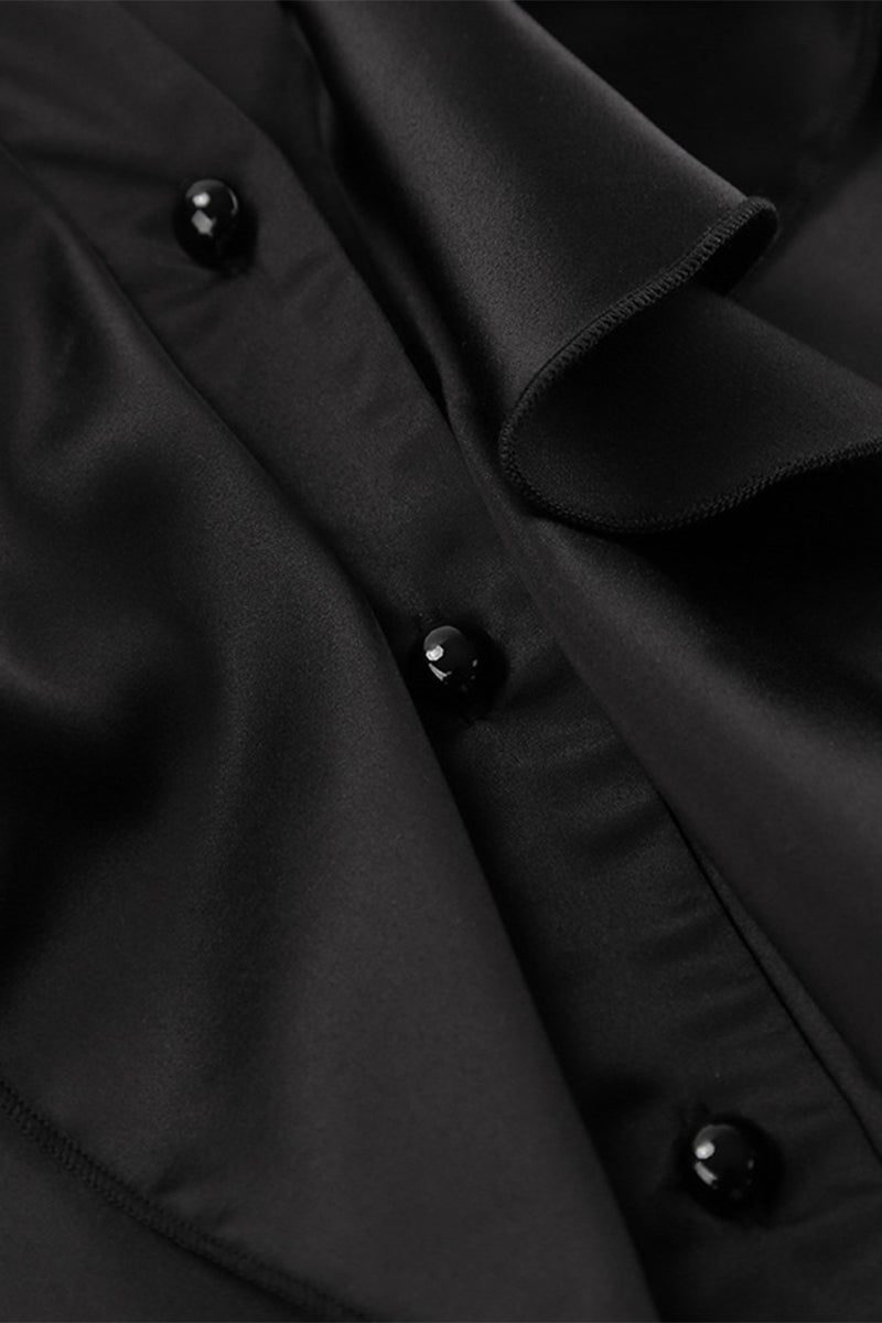 Buttons Ruffle Mandarin Collar Blouses