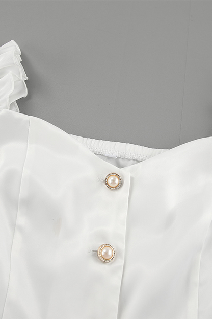 Color Buttons Off Shoulder Blouses