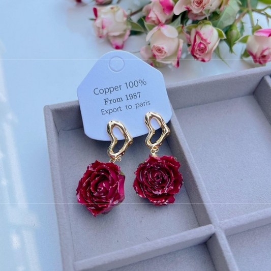 Real Flowers Patchwork Metal Accessories Trim Earrings(each One Is Unique)(17 Colors)