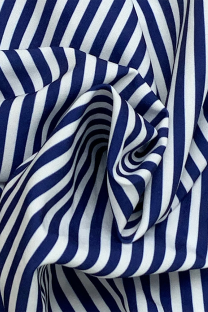 Stripe Pocket Patchwork Contrast Turndown Collar Blouses