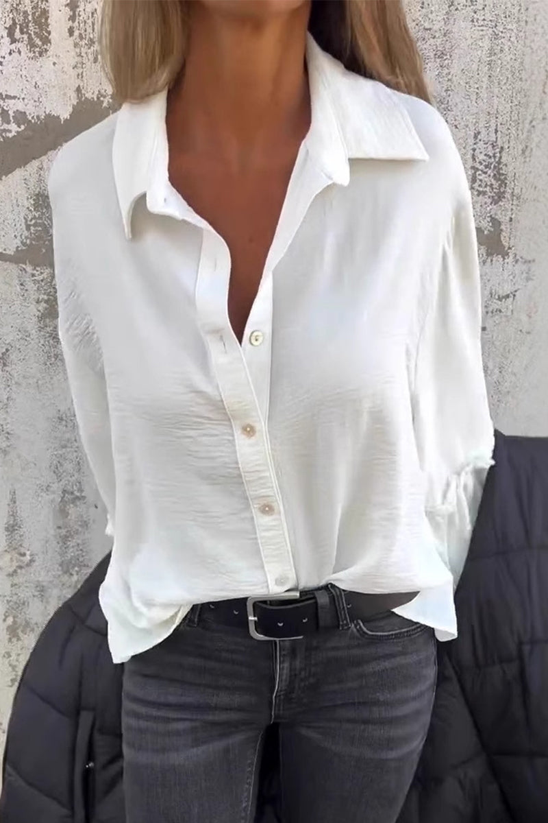 Daily Ruffle Turndown Collar Blouses