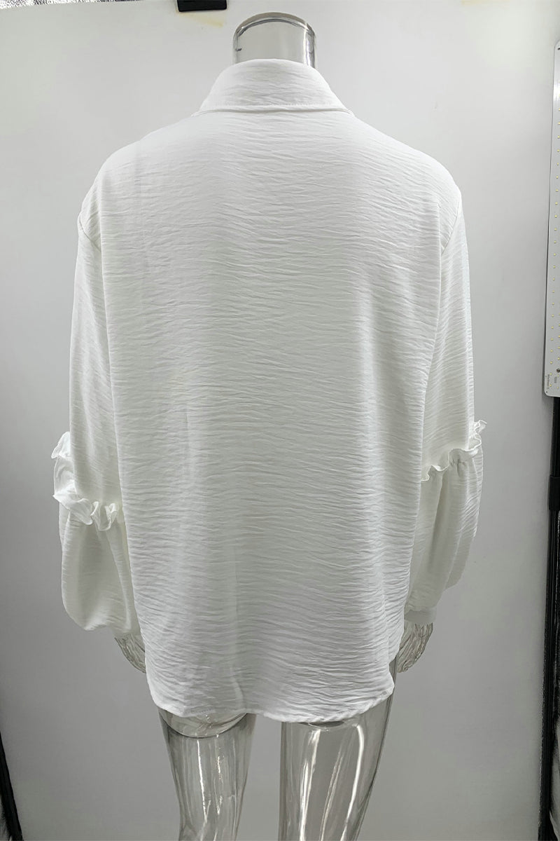 Daily Ruffle Turndown Collar Blouses