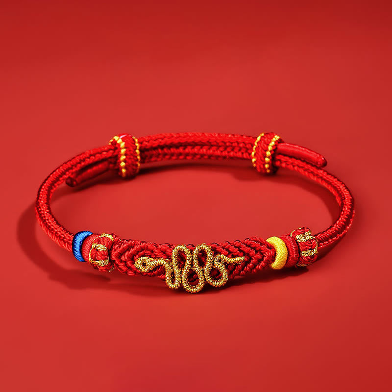 Buddha Stones Red String Eight Thread Peace Knot Year of the Snake Protection Braided Bracelet