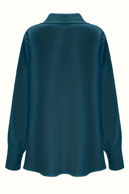 Color Ruched V Neck Blouses(4 Colors)