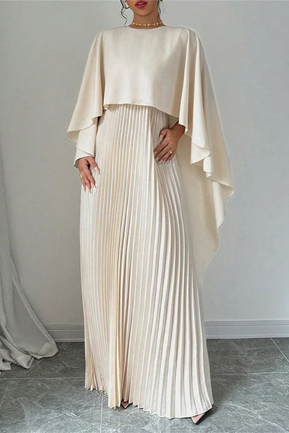 Irregular Pleated O Neck Long Dresses(3 Colors)