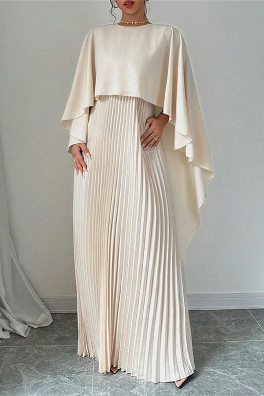 Irregular Pleated O Neck Long Dresses(3 Colors)