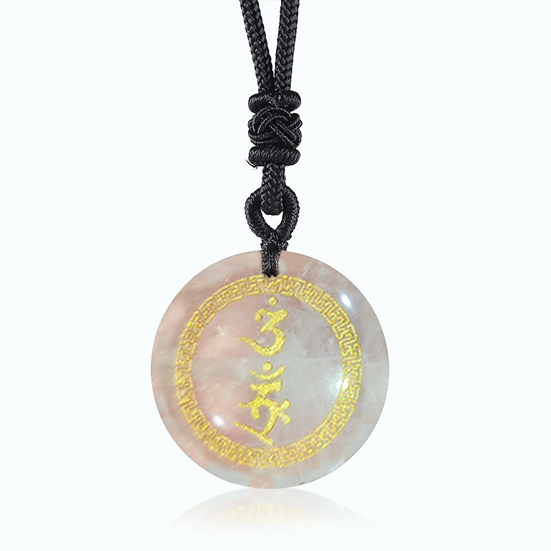 Buddha Stones Surrounding Protection Mantra Natural Various Crystal Black Obsidian Fulfilment Necklace Pendant