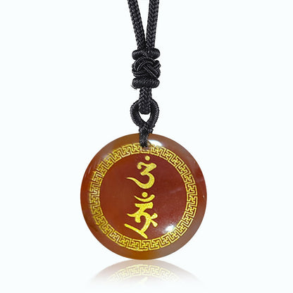 Buddha Stones Surrounding Protection Mantra Natural Various Crystal Black Obsidian Fulfilment Necklace Pendant