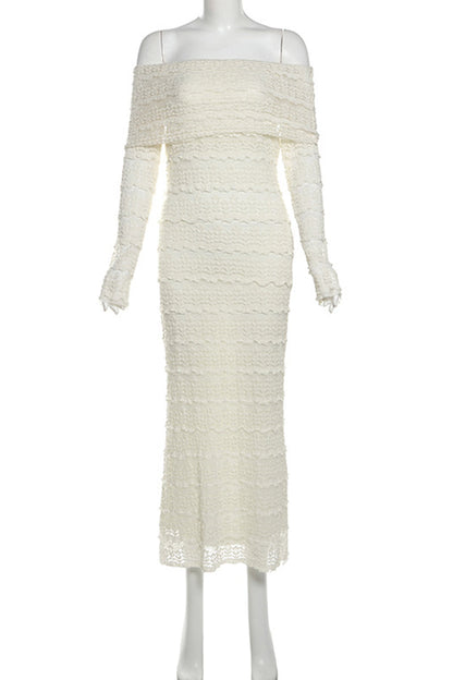 Patchwork Backless Off Shoulder Long Dresses