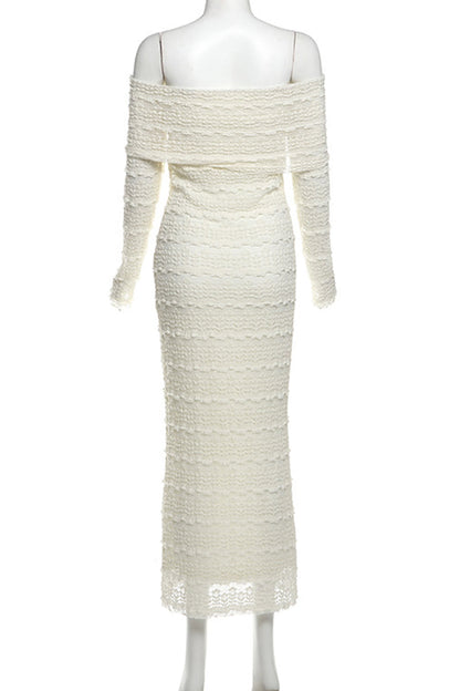 Patchwork Backless Off Shoulder Long Dresses