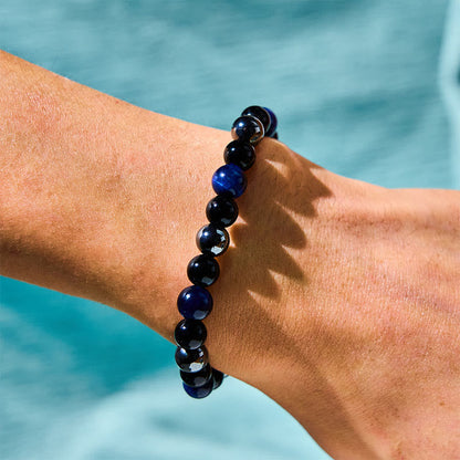 8mm Tiger Eye Obsidian Hematite Bracelet for Protection