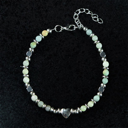 Buddha Stones Natural Stone Amazonite Amethyst Lazurite Lapis Lazuli Rose Quartz Heart Positive Balance Bracelet