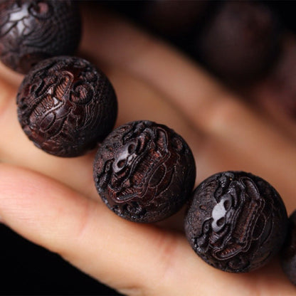 Buddha Stones Tibetan Rosewood Engraving Pixiu Warmth Bracelet