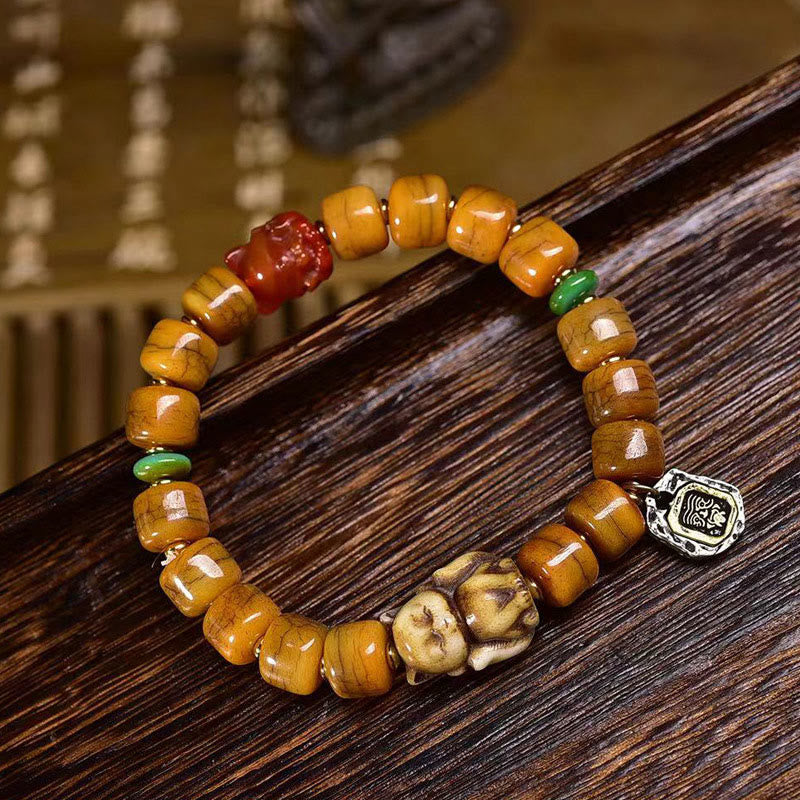 Buddha Stones Tibetan Bone Beads Dzi Bead Fox Balance Bracelet