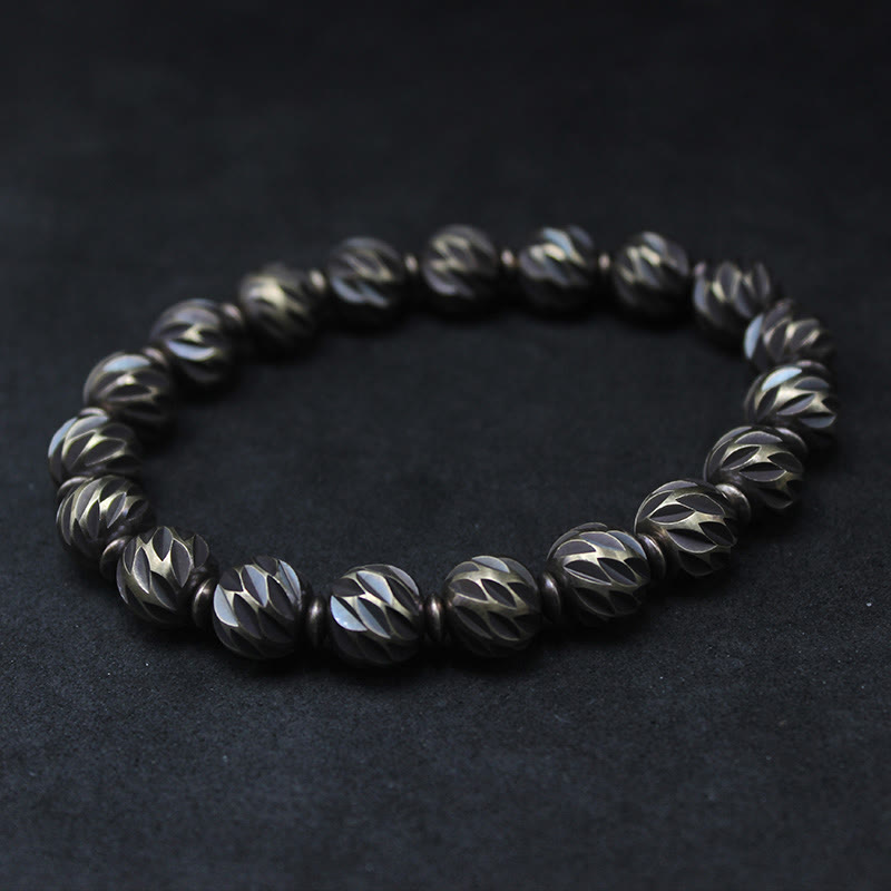 Retro Copper Wealth Bracelet | Carved Pattern