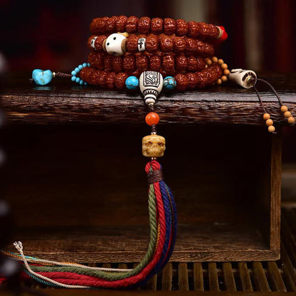 108 Bodhi Seed Mala | Wealth & Luck Tassel Beads for Meditation